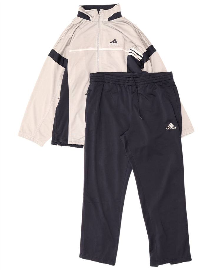 Adidas fuld træningsdragt til mænd UK 38/40 Medium Grey Colourblock Polyester