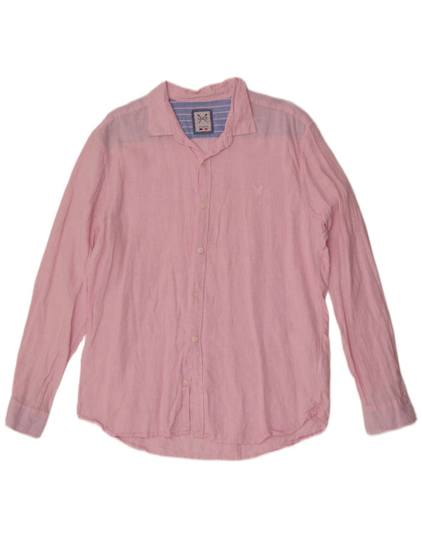 Crew Clothing Mens Shirt XL Pink Linen