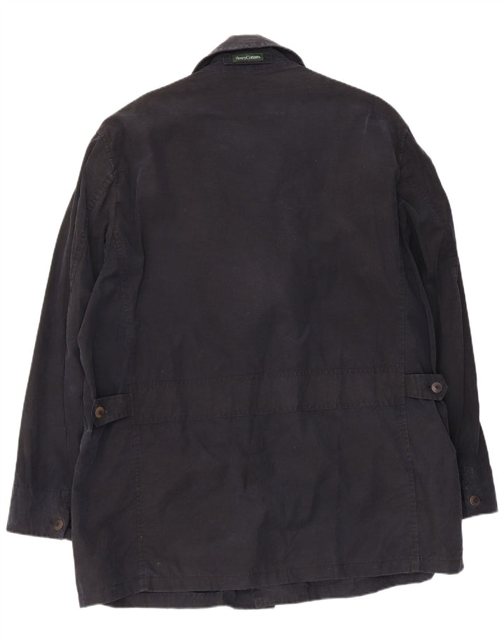 Henry Cottons Herren-Regenjacke IT 50 Large aus marineblauer Baumwolle