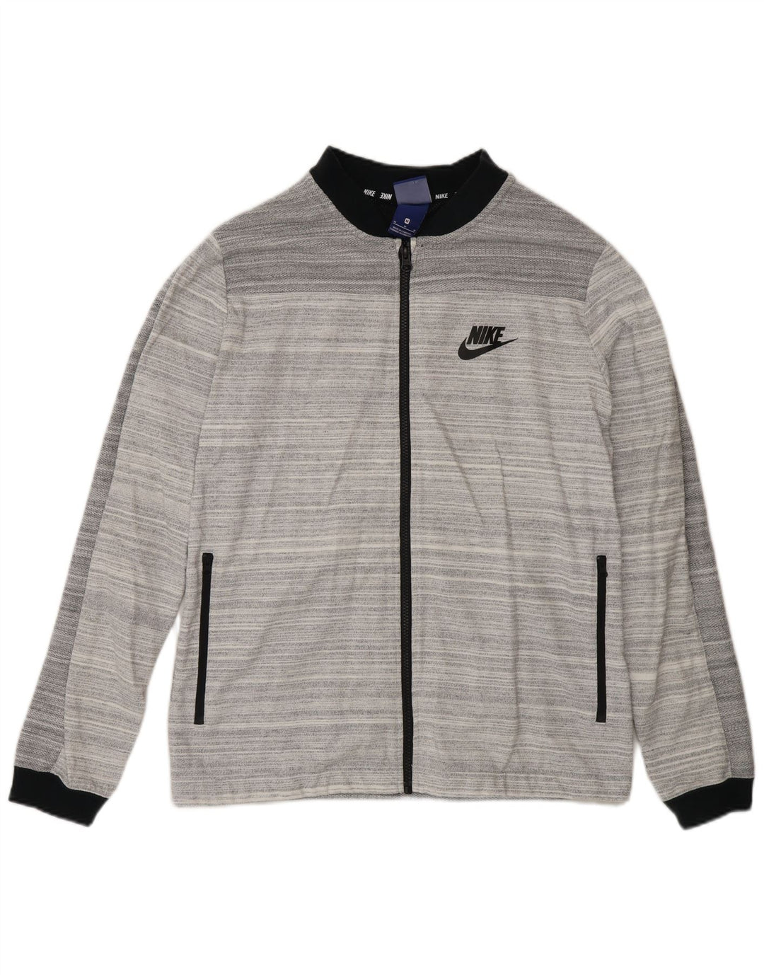 Nike Femme Coupe Régulière Survêtement Top Veste Gris Moyen Rayé Coton