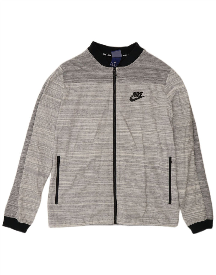 Nike Femme Coupe Régulière Survêtement Top Veste Gris Moyen Rayé Coton