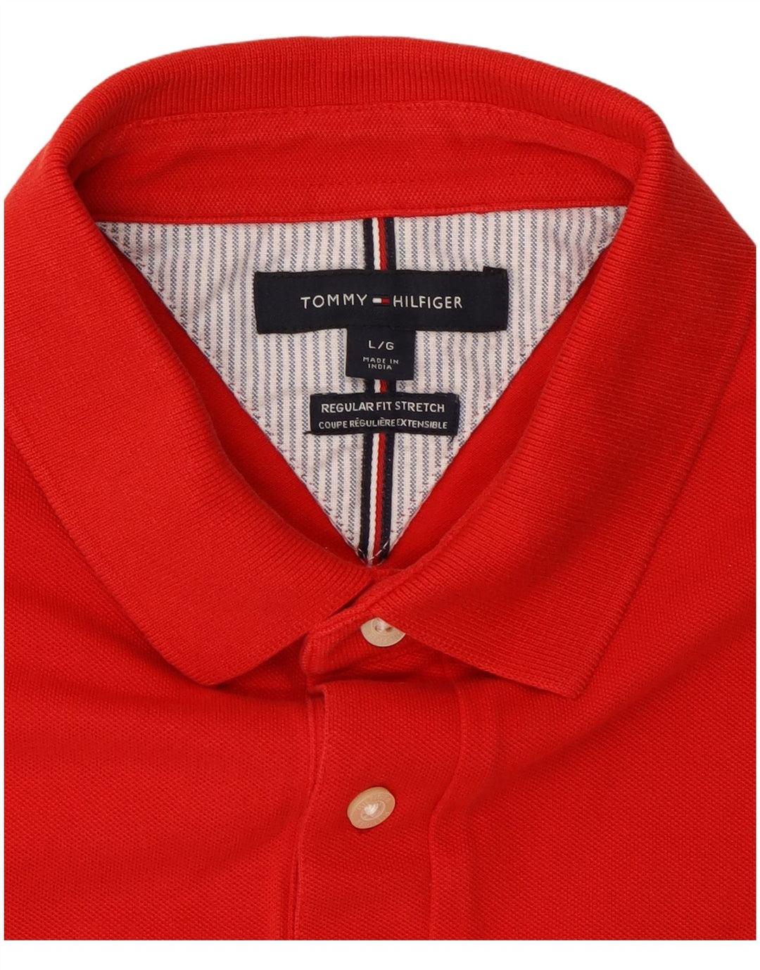Tommy Hilfiger Mens Regular Fit Polo Shirt Large Red Cotton