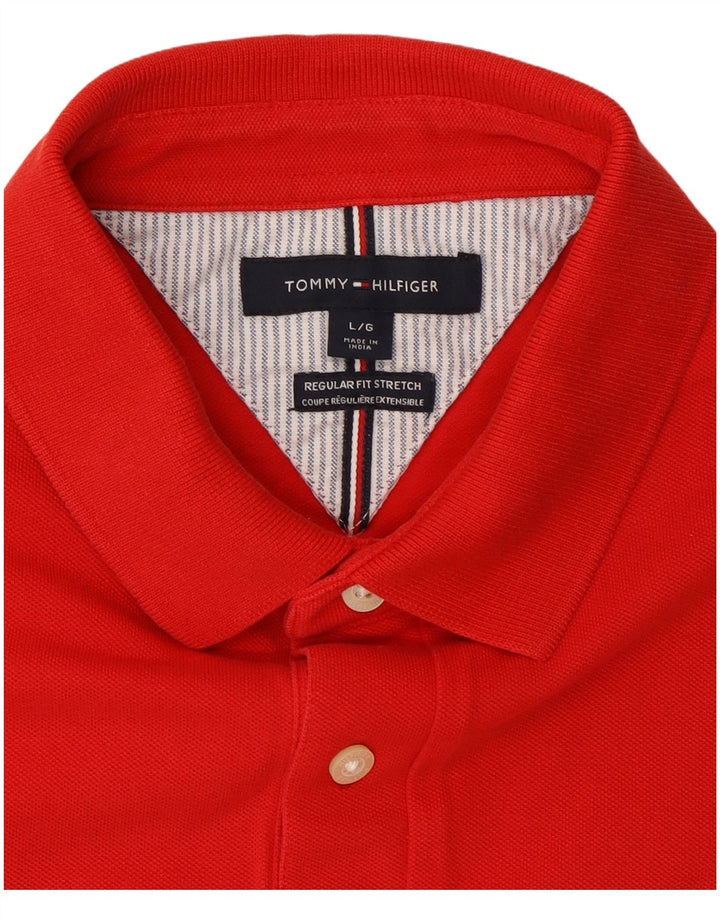 Tommy Hilfiger Mens Regular Fit Polo Shirt Large Red Cotton