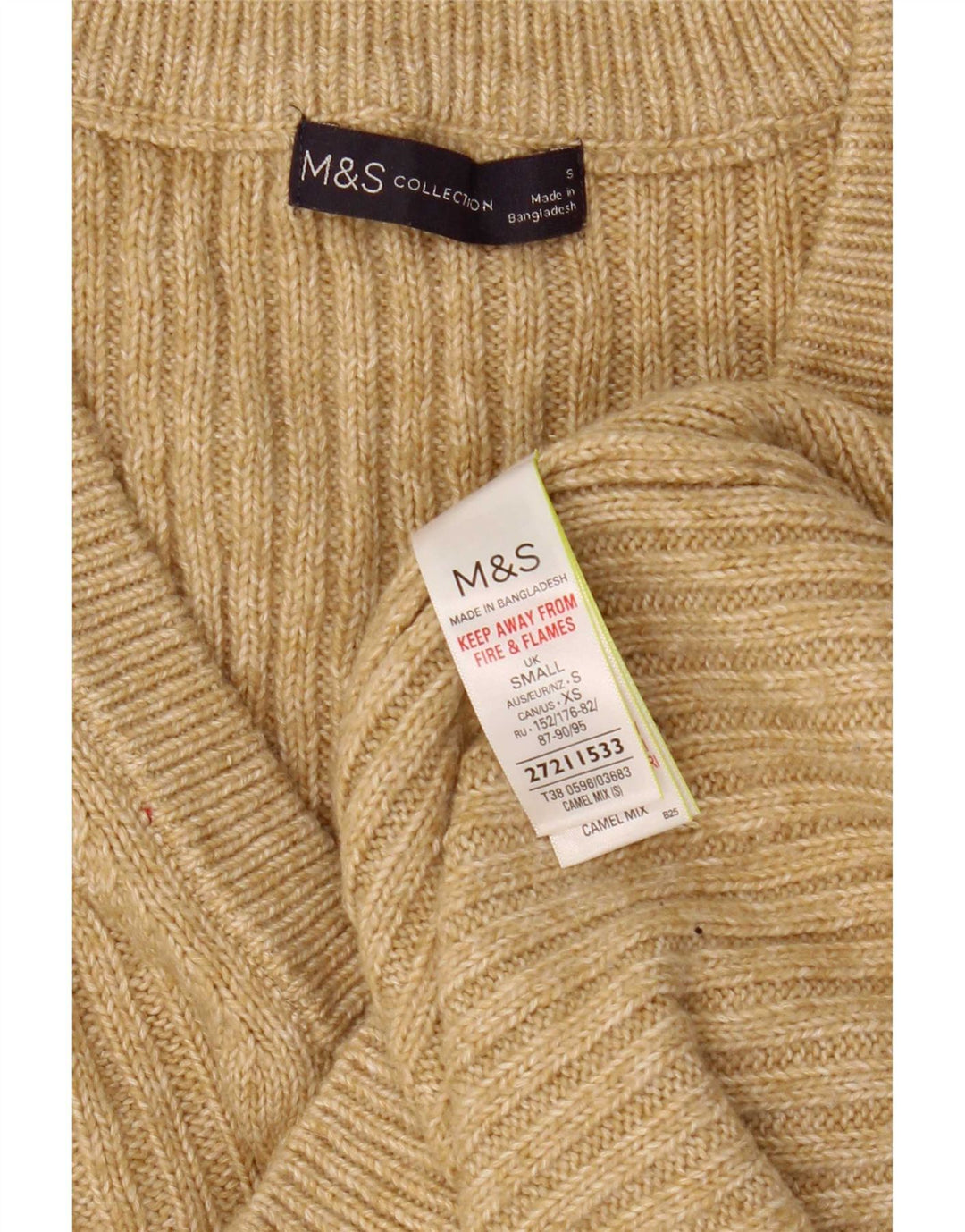 Marks & Spencer Womens Vest Tank Top UK 10 Small Beige Cotton