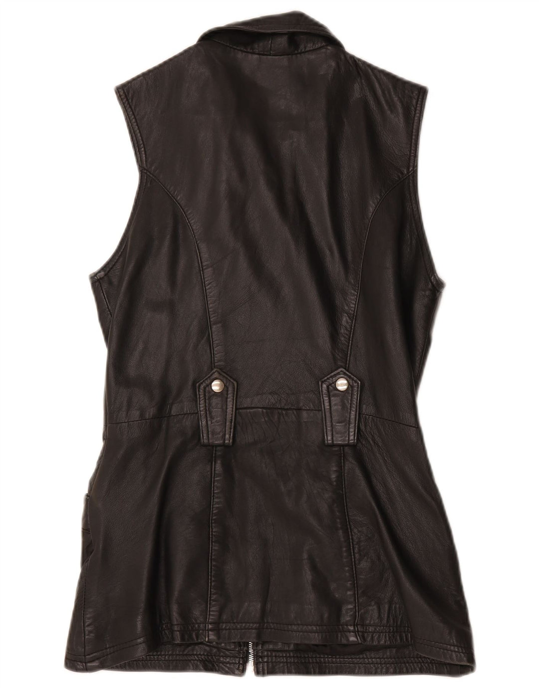 Vintage Γυναικείο Δερμάτινο Gilet UK 12 Medium Black