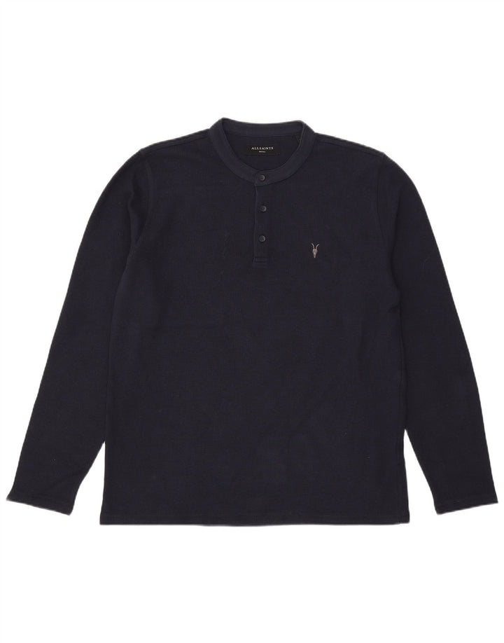 Maglia da uomo a maniche lunghe All Saints piccola in cotone blu navy