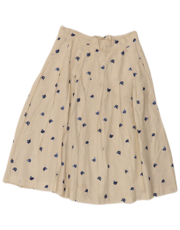 Vintage Womens A-Line Skirt W24 XS White Floral