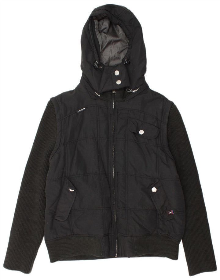 Jachetă căptușită cu glugă Converse pentru bărbați UK 40, mare, negru, nailon