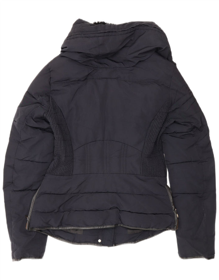 Zara Womens Padded Jacket UK 6 XS Navy Blue