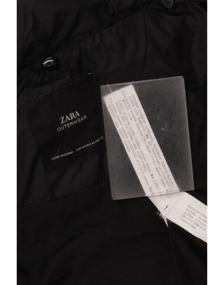 Zara Manteau rembourré à capuche pour femme UK 44 Medium Noir Polyamide