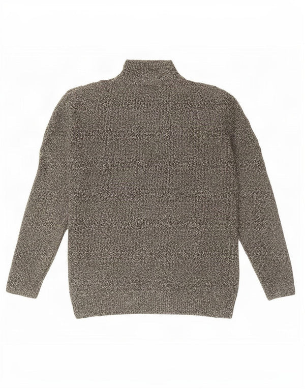 Jack & Jones Mens Zip Neck Jumper Sweater Large Grey Flecked Acrylic