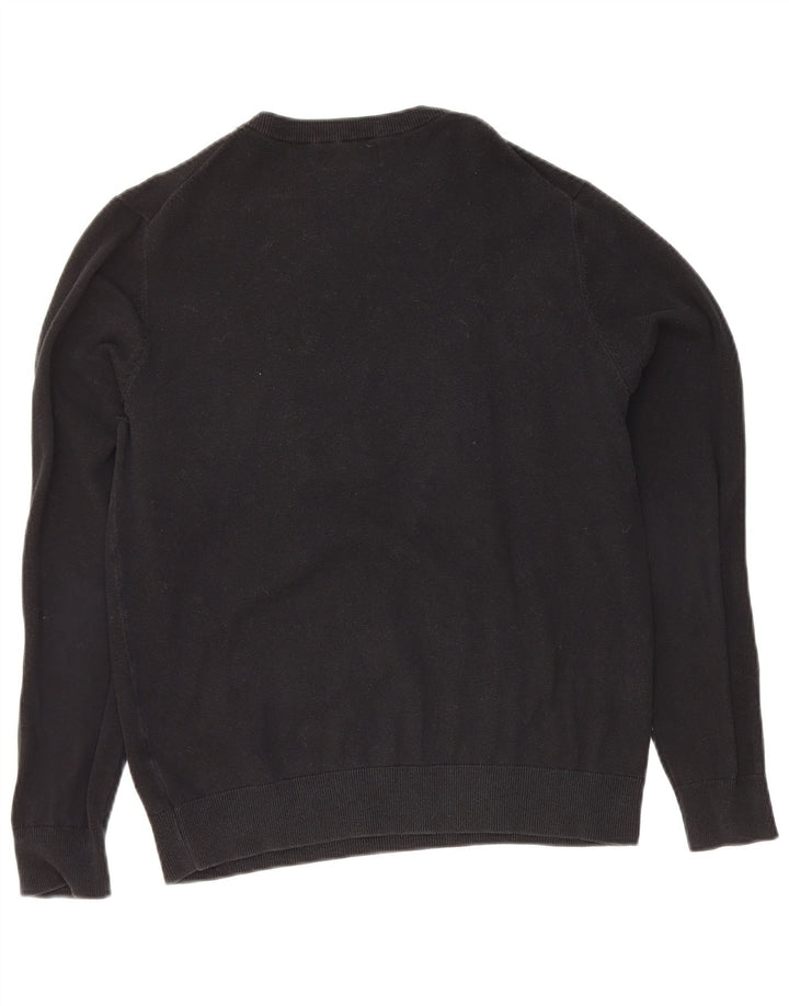 Zara Mens Graphic Crew Neck Jumper Sweater Medium Navy Blue