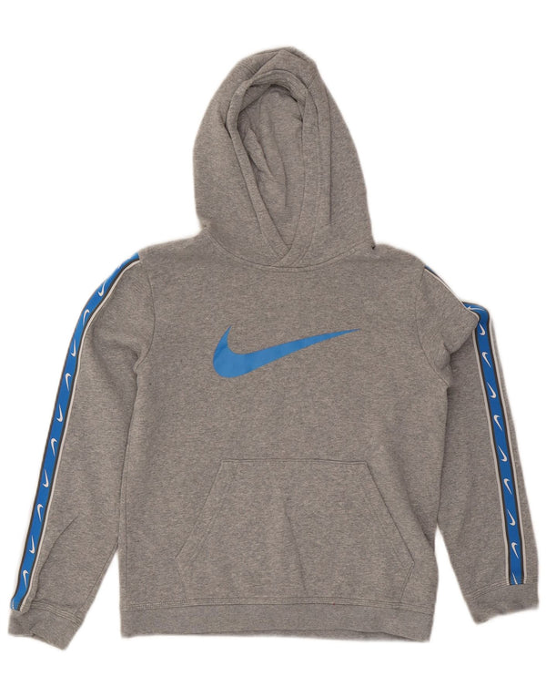Nike Pull à capuche graphique pour garçon 12-13 ans Grand Gris Colorblock Coton