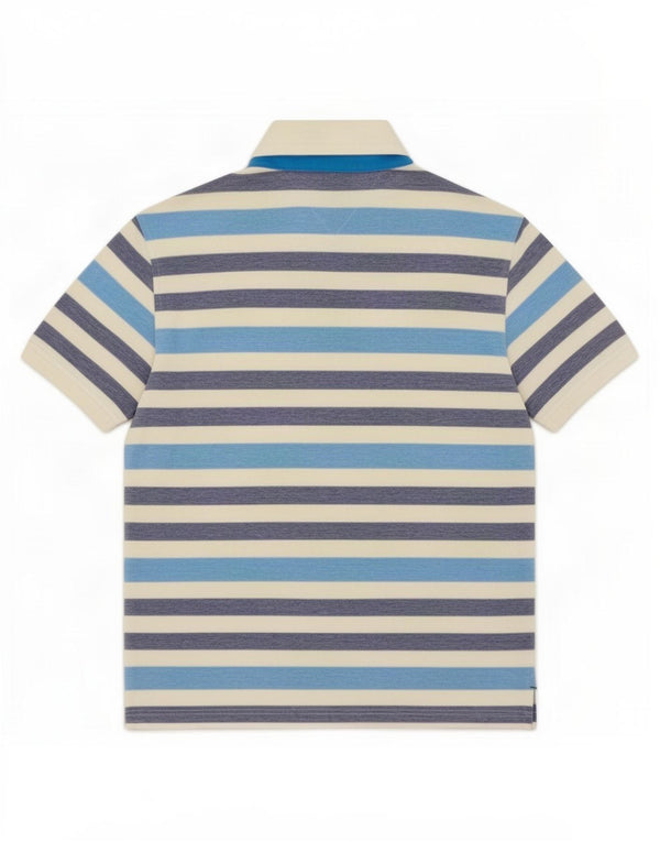Tommy Hilfiger Mens Classic Fit Polo Shirt Medium Blue Striped Cotton