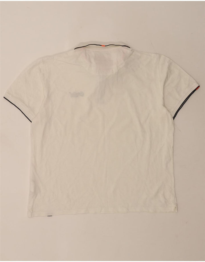 Superdry Mens Polo Shirt 2XL White Striped Cotton