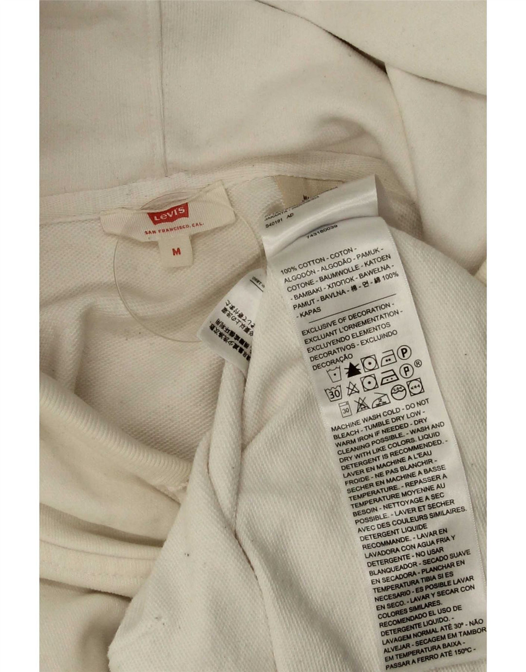 Levi's Womens Graphic Oversized Hoodie Jumper UK 14 Medium White Cotton