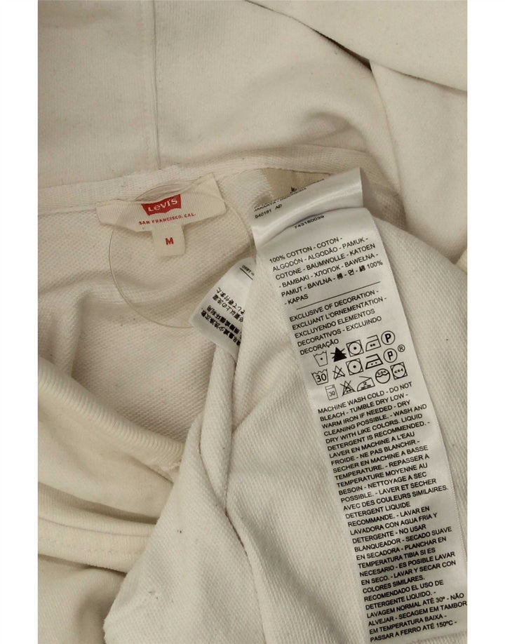Levi's Womens Graphic Oversized Hoodie Jumper UK 14 Medium White Cotton