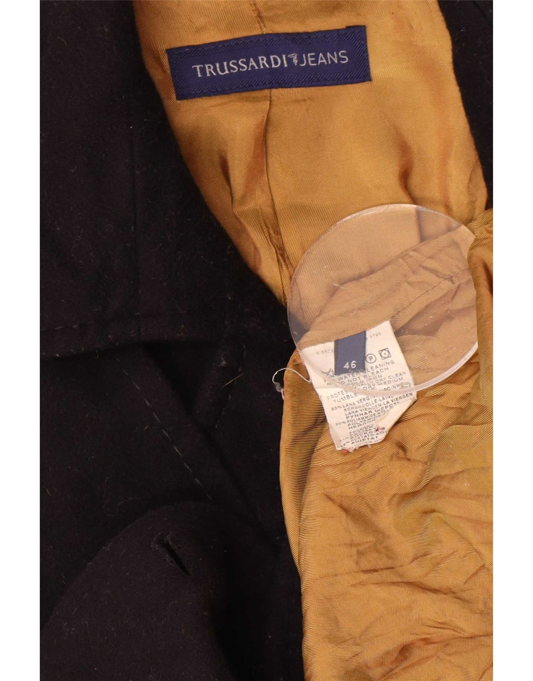 Giacca Blazer 4 Bottoni Donna Trussardi Jeans IT 46 Large Blu Navy in Lana