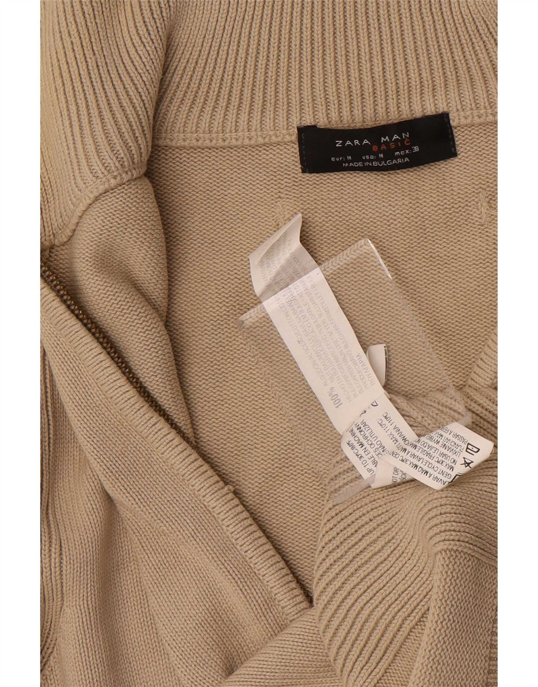 Zara Herre cardigan sweater Medium Beige Bomuld