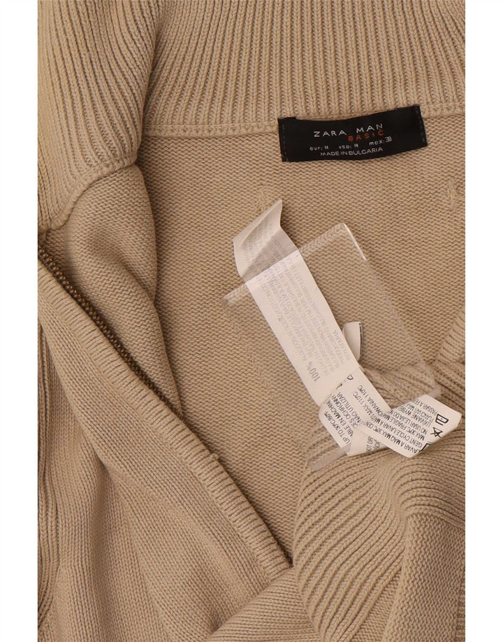 Zara Herre cardigan sweater Medium Beige Bomuld