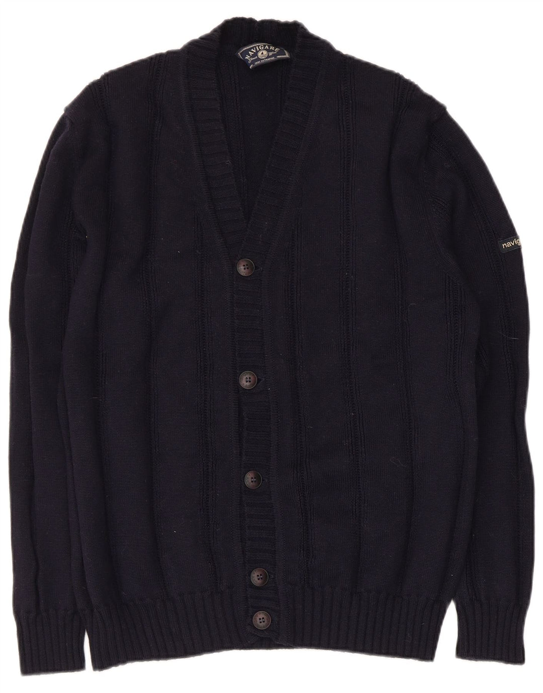 Navigare Mens Cardigan Sweater Medium Navy Blue Wool