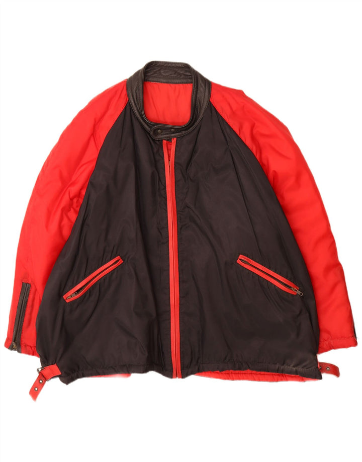 Vintage Mens Bomber Jacket UK 42 XL Red Colourblock Polyamide