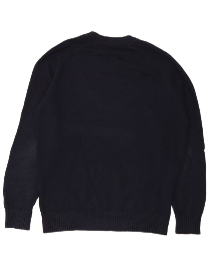 Massimo Dutti Mens Crew Neck Jumper Sweater Medium Navy Blue