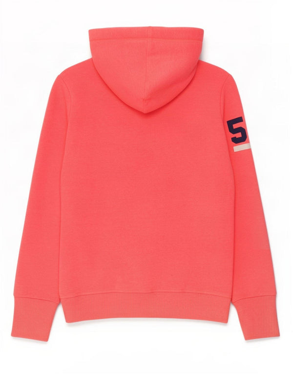 Felpa con cappuccio grafica da donna Superdry UK 14 cotone rosa medio