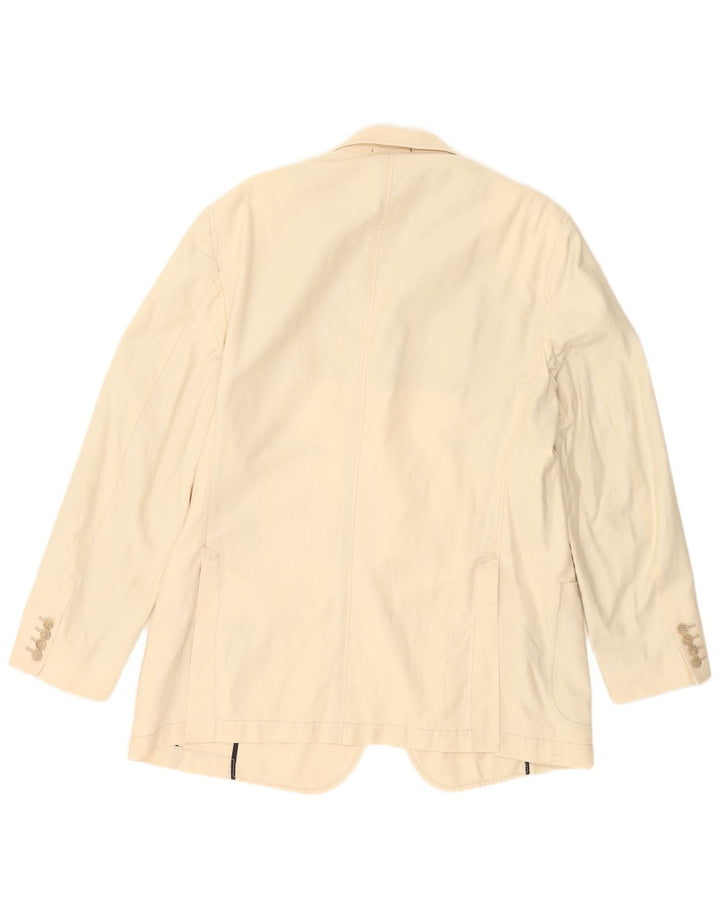 Massimo Dutti Mens 2 Button Blazer Jacket EU 56 XL Beige Cotton