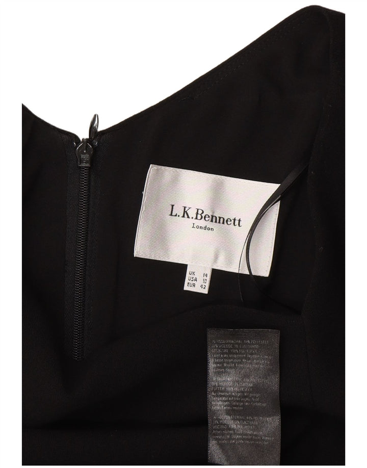 L.K. Bennett Womens Long Sleeve Sheath Dress UK 14 Large Black Polyester