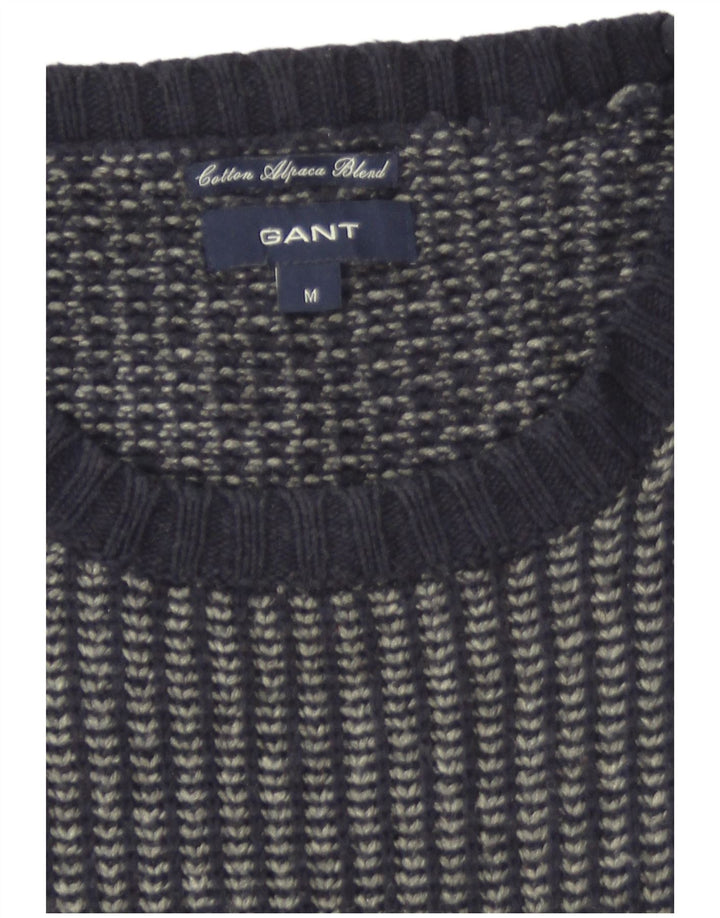 Gant Mens Crew Neck Jumper Sweater Medium Navy Blue Striped Cotton