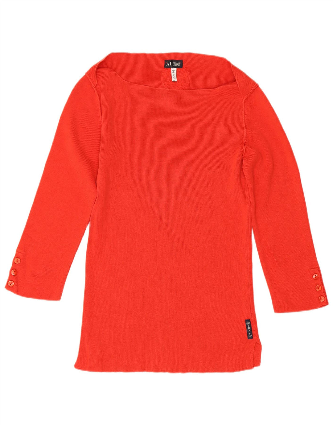 Armani Haut Femme Manches 3/4 UK 12 Coton Rouge Moyen