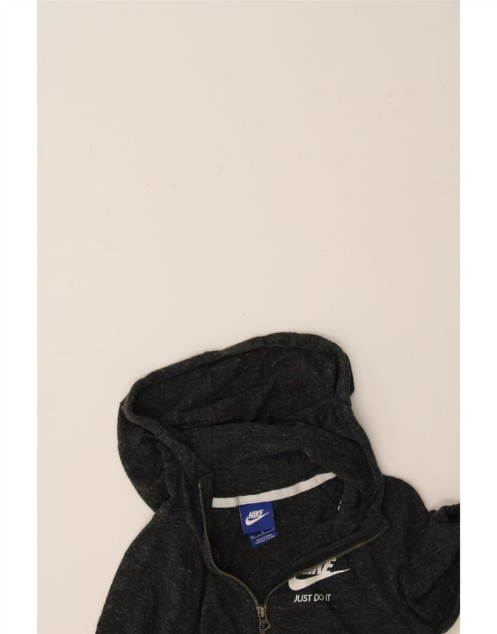 NIKE Boys Zip Hoodie Sweater 10-11 Years Medium Grey Flecked Cotton Vintage Nike and Second-Hand Nike from Messina Hembry 