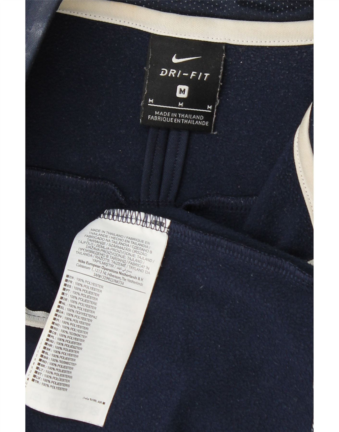 Nike Herre Dri Fit Top Langærmet med lynlåshals, medium marineblå farveblok