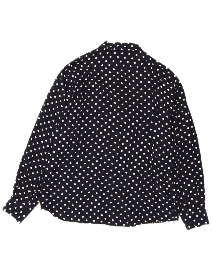 Benetton Mens Shirt Large Navy Blue Polka Dot Viscose
