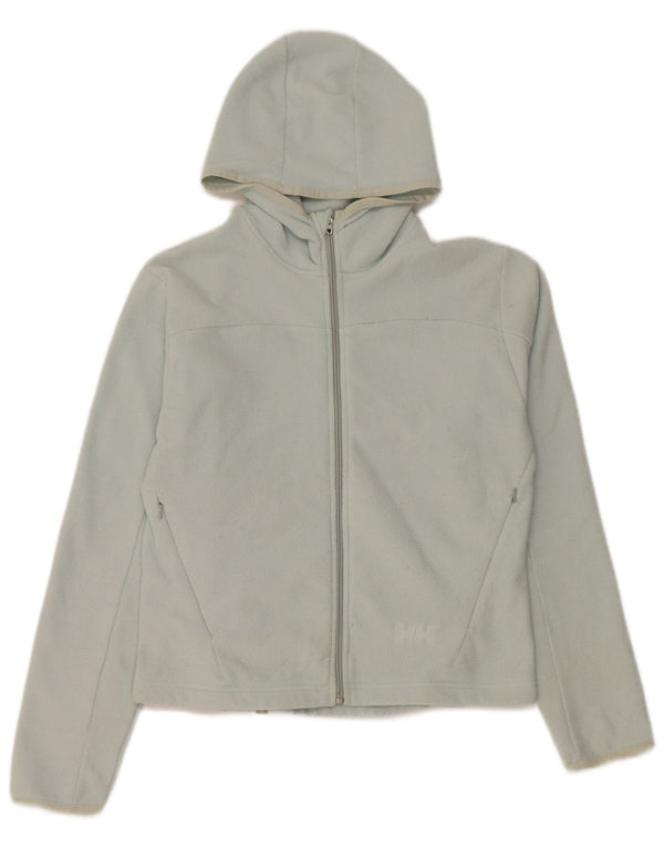 Helly Hansen Womens Crop Hooded Fleece Jacket UK 10 Small Blue Polyester