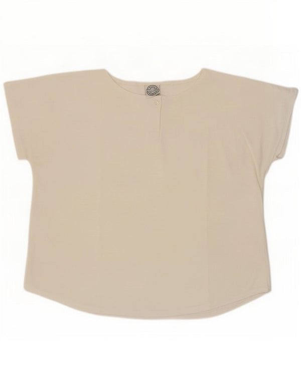 Camiseta feminina vintage UK 16 grande off white