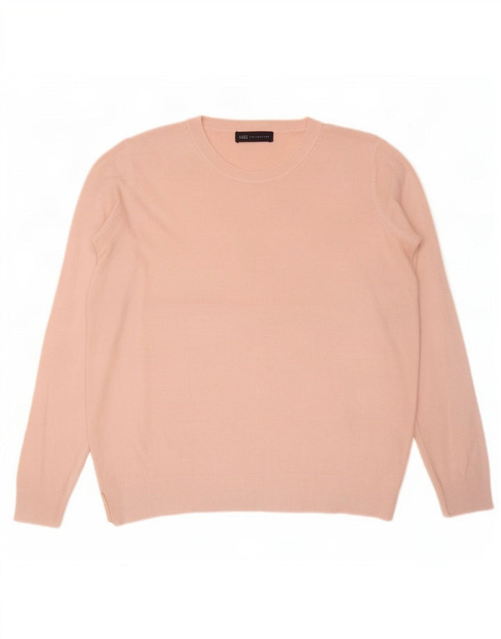 Marks & Spencer Womens Oversized Boat Neck Jumper Sweater UK 16 Large Pink