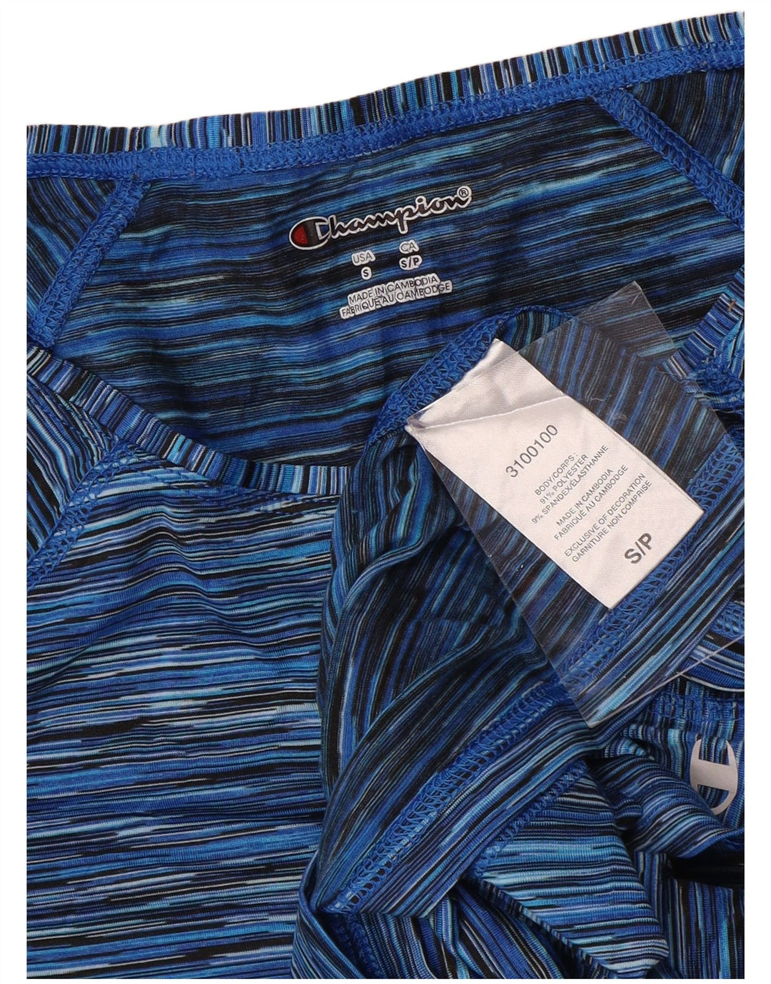 CHAMPION Womens Top Long Sleeve UK 10 Small Blue Pinstripe Polyester