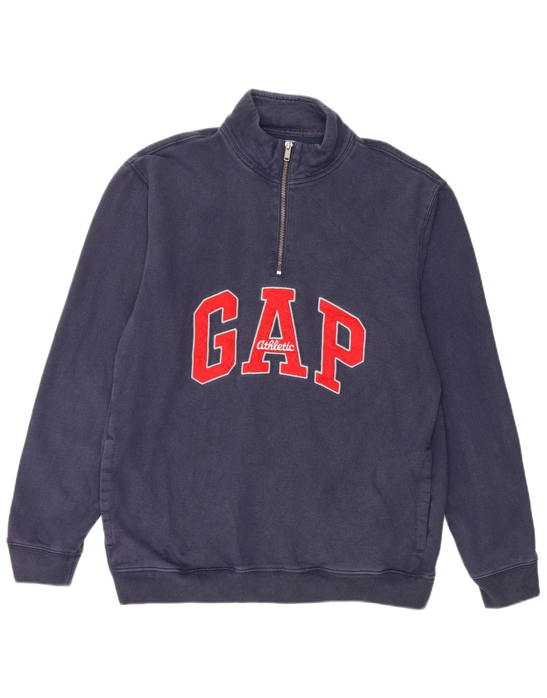 Gap Herre Grafisk Zip Neck Sweatshirt Jumper Medium Navyblå Bomuld