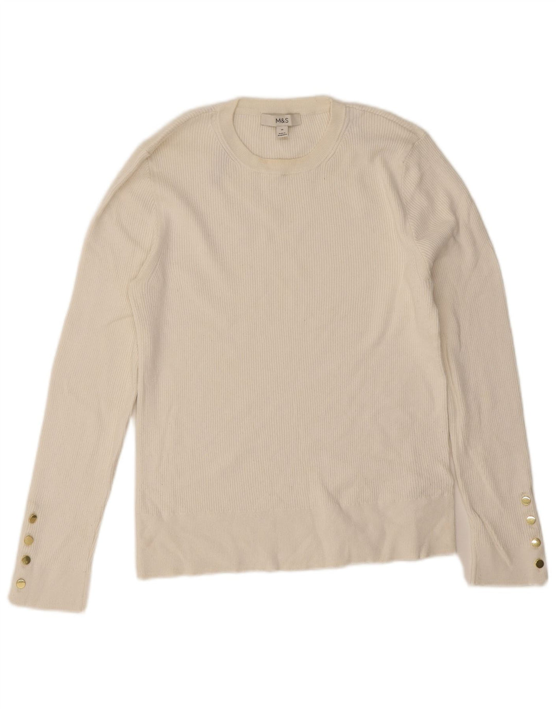 Marks & Spencer Top da donna a maniche lunghe UK 16 Large Bianco in viscosa