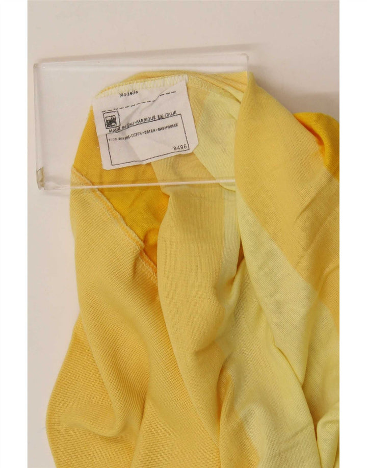 Vintage Womens Vest Top UK 12 Medium Yellow Striped Cotton