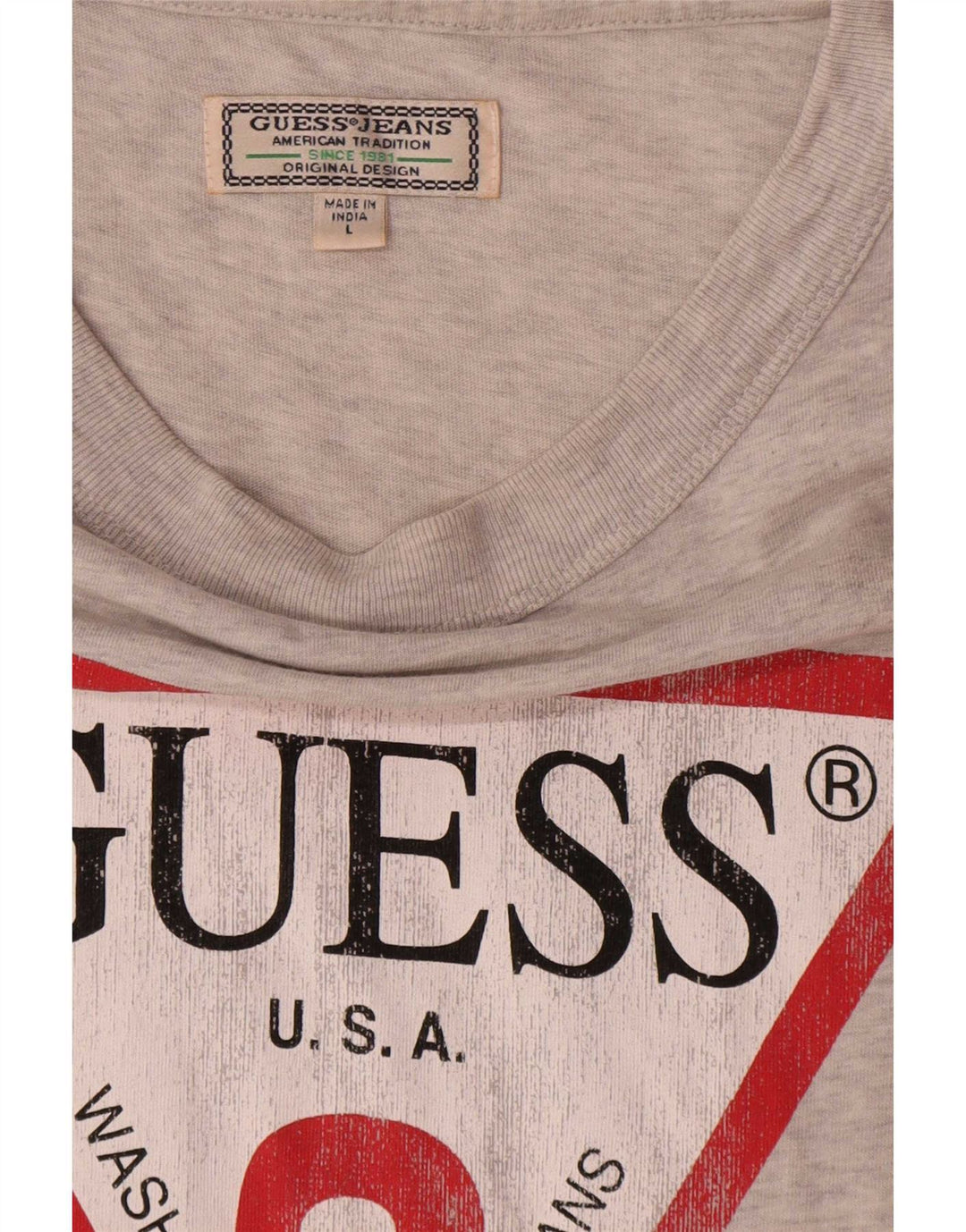 Guess Mens Graphic T-Shirt Top Large Grey Flecked Cotton