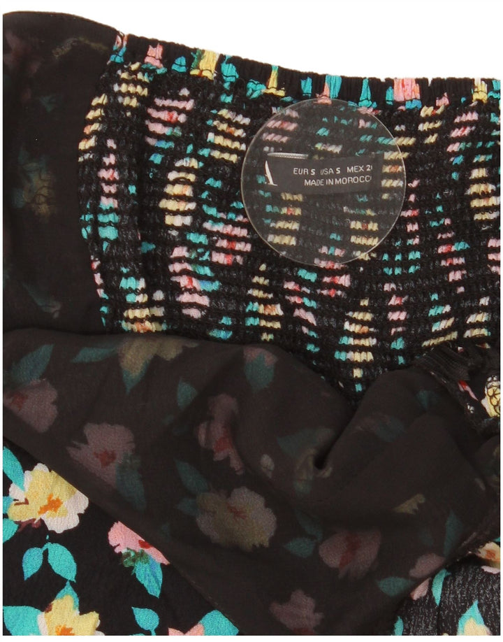Zara Womens Playsuit UK 8 Small Black Floral
