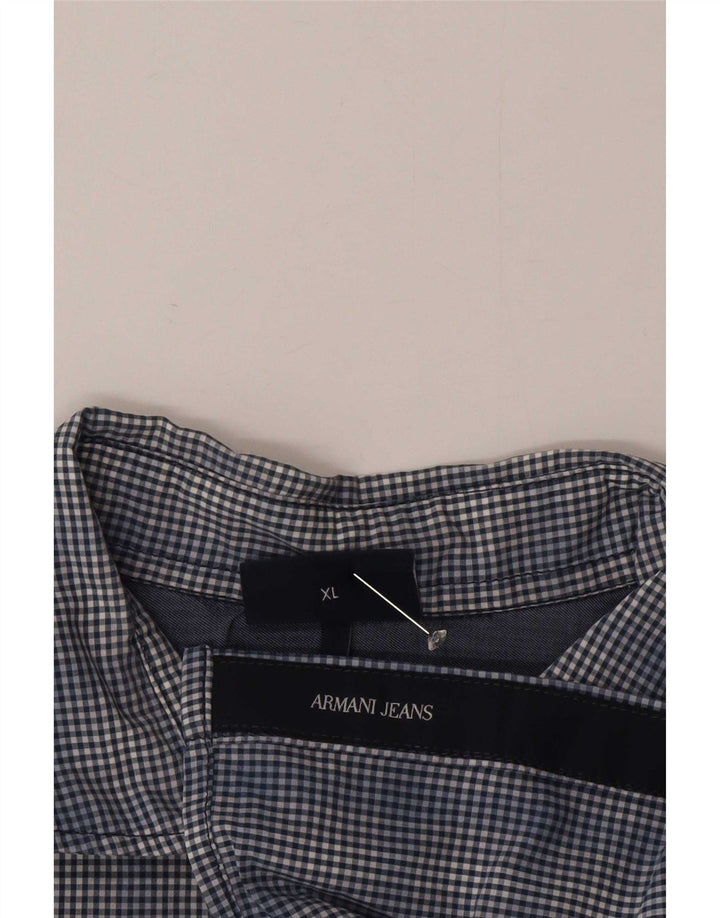 Armani Jeans Mens Shirt XL Navy Blue Gingham
