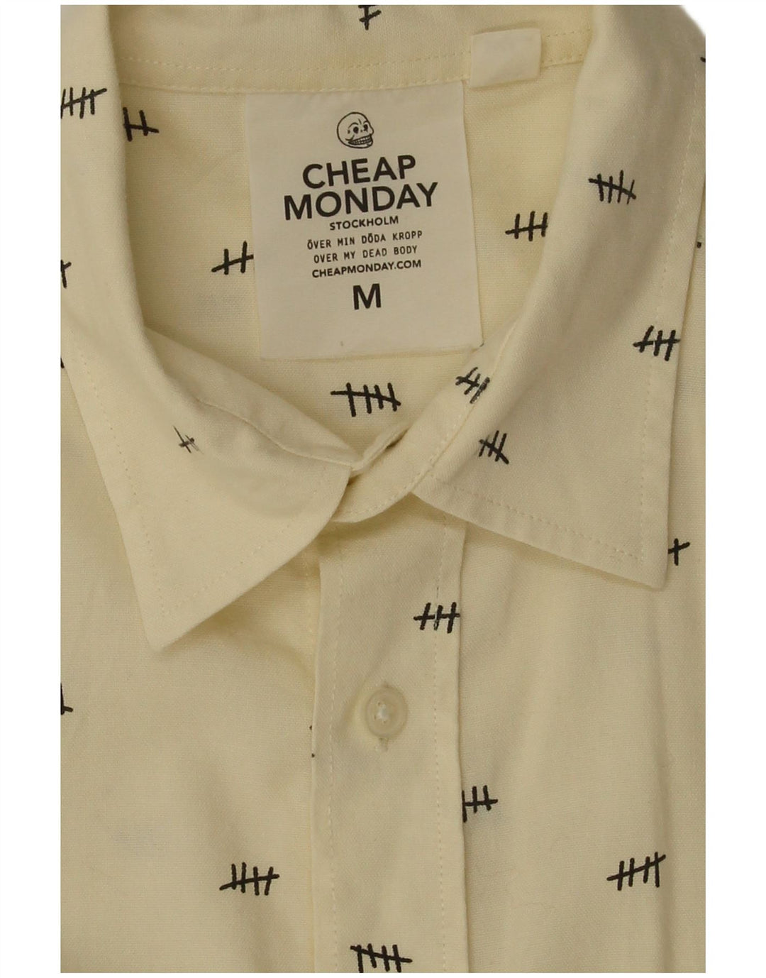 Cheap Monday Herren-Hemd aus mittelgrauer, cremefarbener Baumwolle