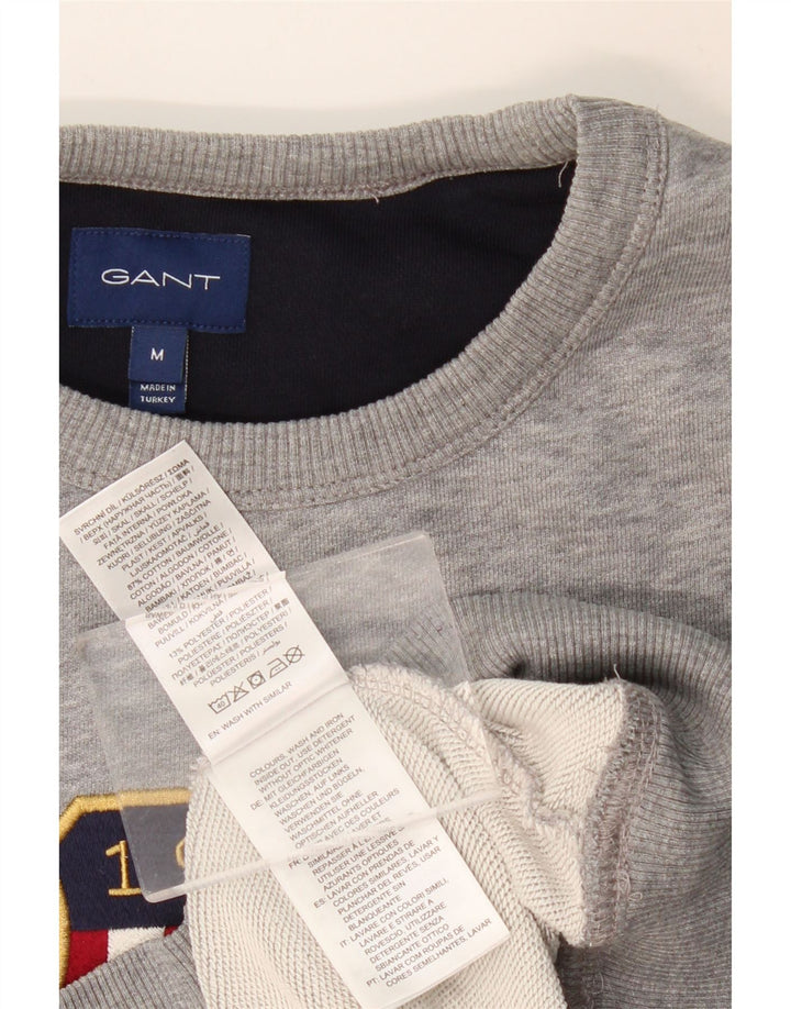 Gant Felpa con grafica da uomo Maglione in cotone grigio medio