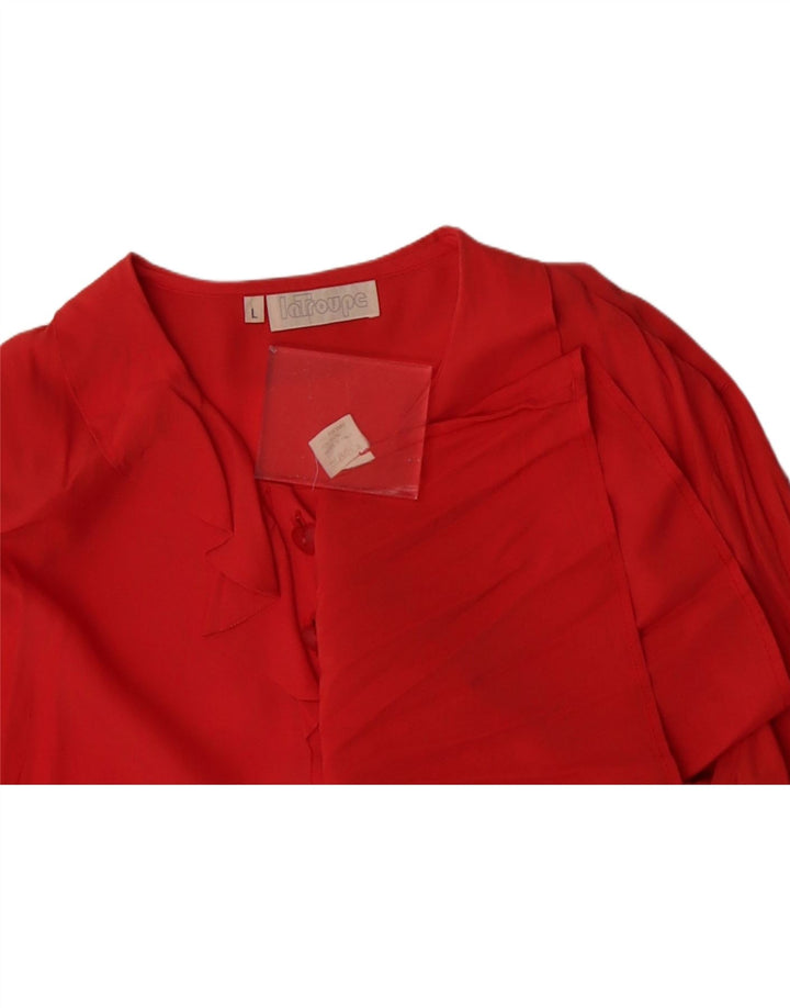 VINTAGE Womens Shirt Blouse UK 16 Large Red Acetate Vintage Vintage and Second-Hand Vintage from Messina Hembry 
