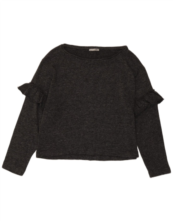 Zara Femme Top Manches Longues UK 12 Gris Moyen Moucheté