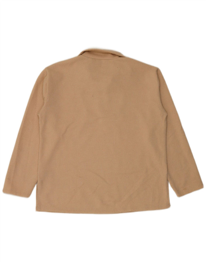 Top Zara da donna con collo e zip a maniche lunghe UK 16 Large Beige Poliestere